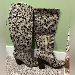 Leopard Print Knee-High Boots